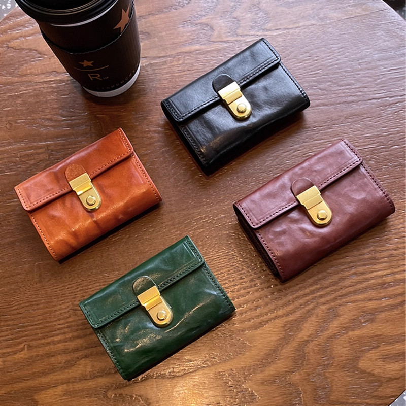 復古大容量風琴卡包皮質新款銀行卡夾女士油蠟皮多卡位精緻零錢包