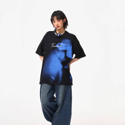 美式街頭小眾設計感印花潮牌短袖T恤女夏季寬鬆百搭tee
