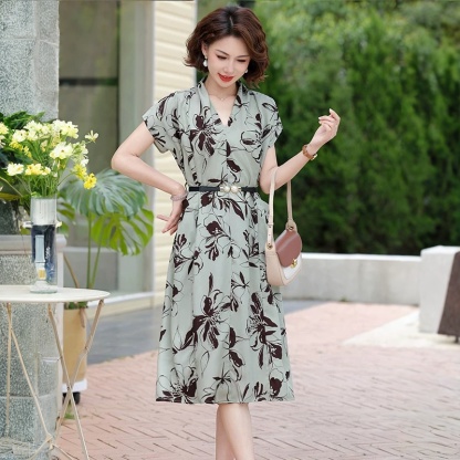 夏裝時尚連衣裙2026新款洋氣質中老年女裝收腰長裙子衣服