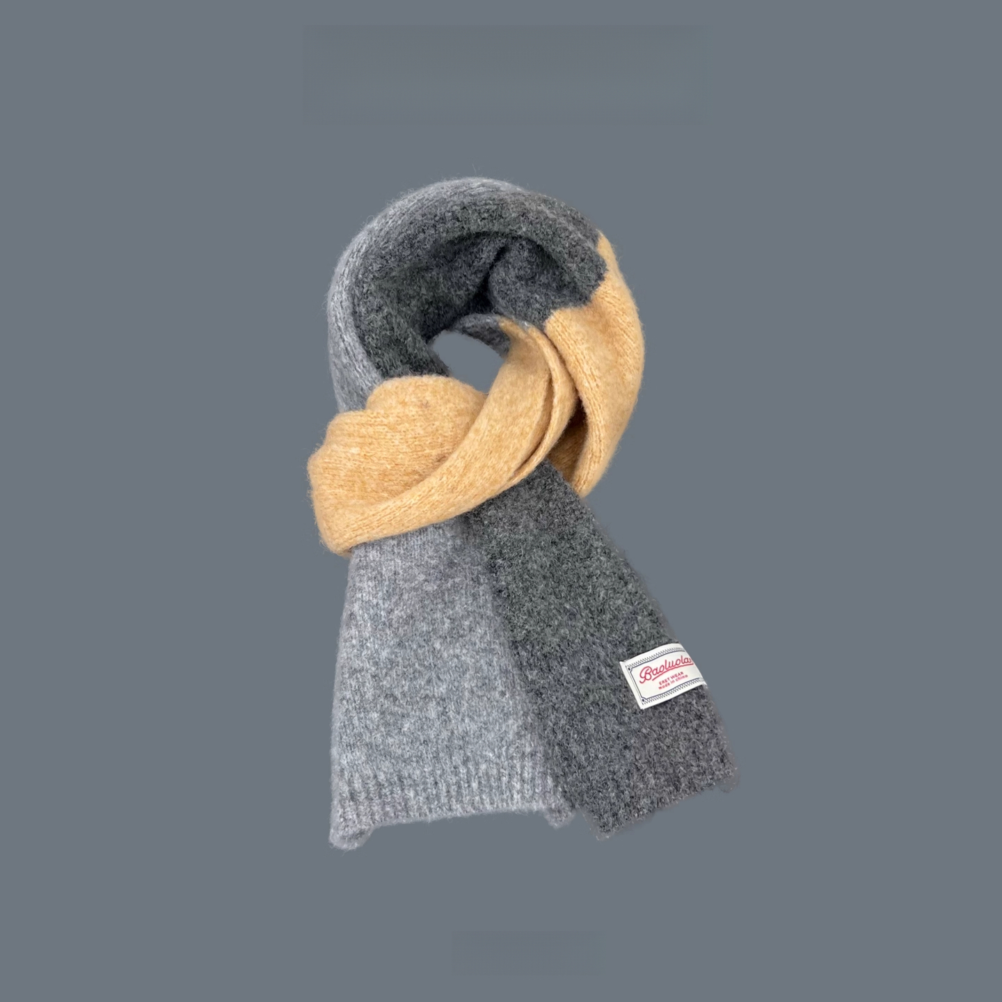 新款日系多巴胺撞色羊毛圍巾女秋冬季保暖百搭軟糯針織圍脖