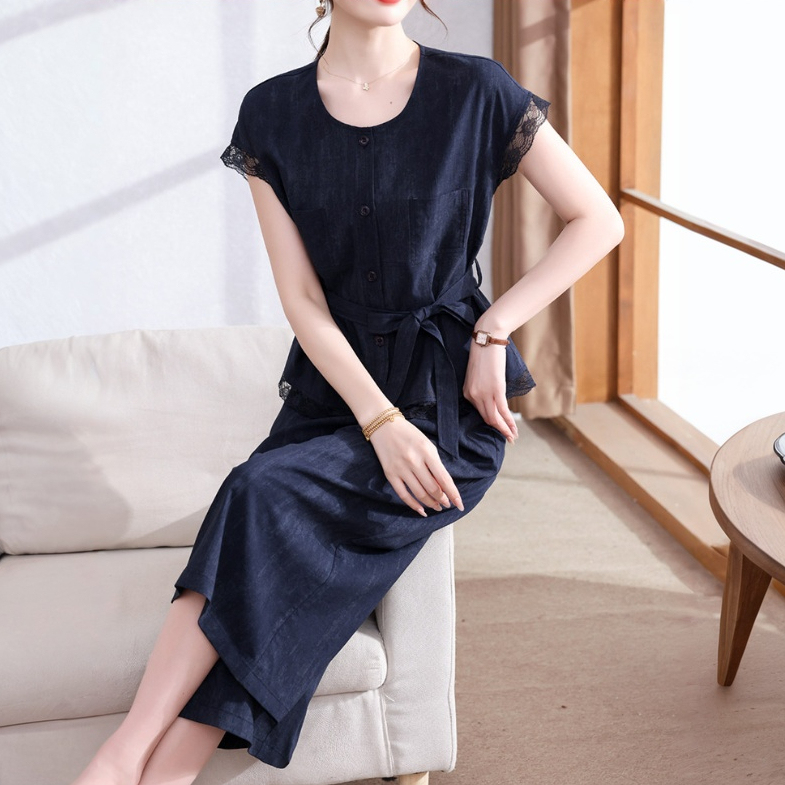 夏裝套裝中老年女短袖大方得體夏日小衫兩件套减齡