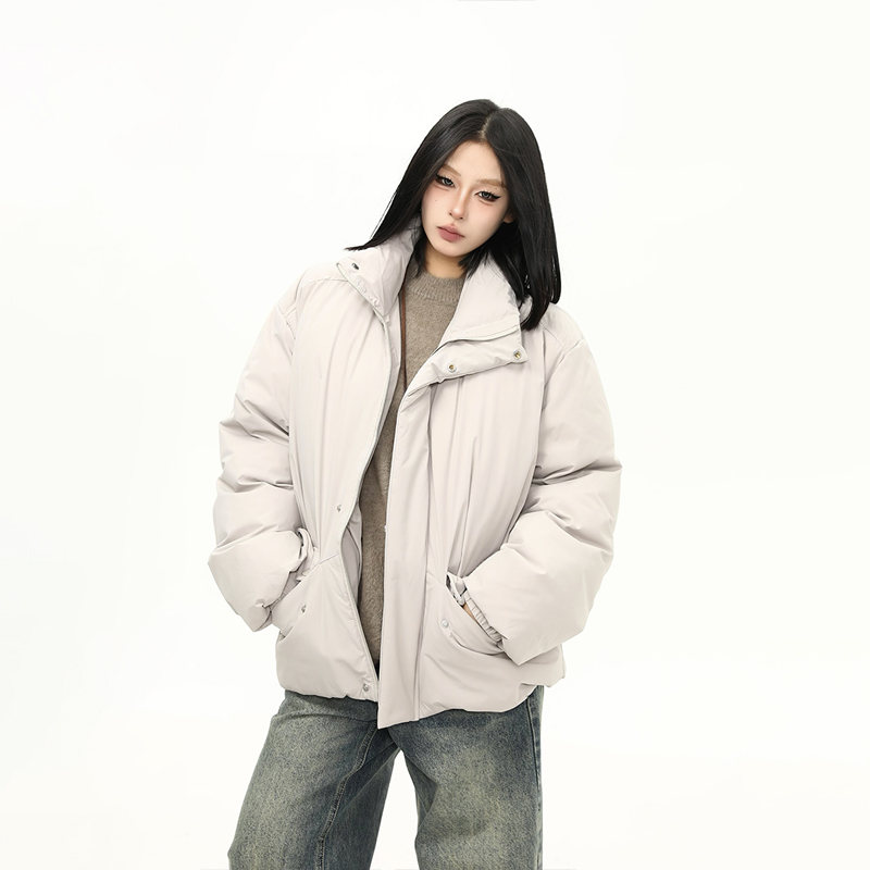 冬季90白鴨絨立領羽絨服女復古高級感保暖棉襖外套