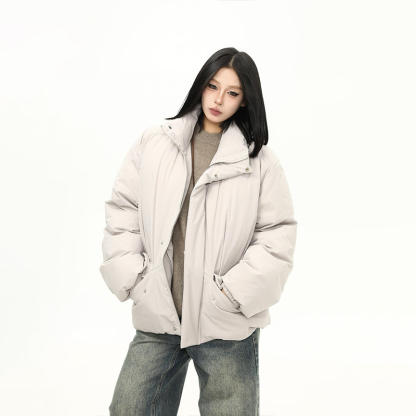 冬季90白鴨絨立領羽絨服女復古高級感保暖棉襖外套