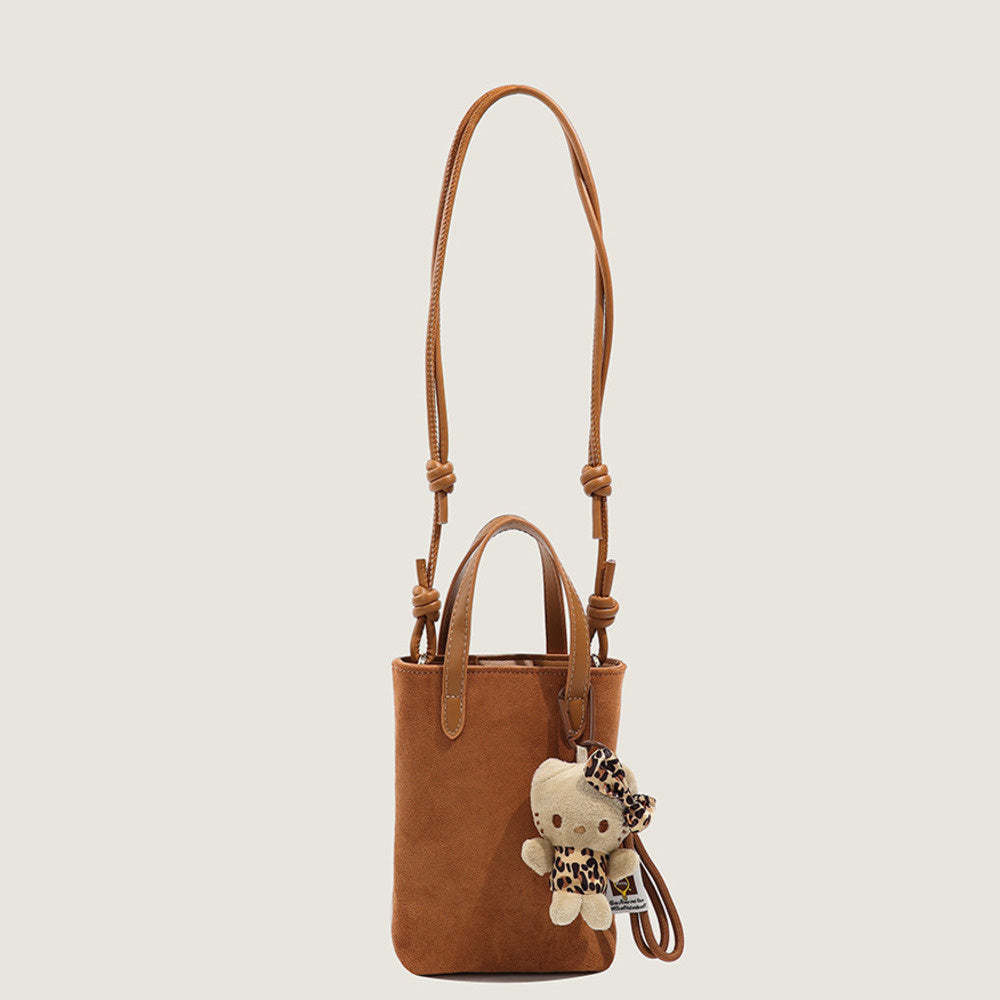 秋冬復古小眾豹紋包包女新款超火迷你手機包磨砂麂皮手機包小拎包