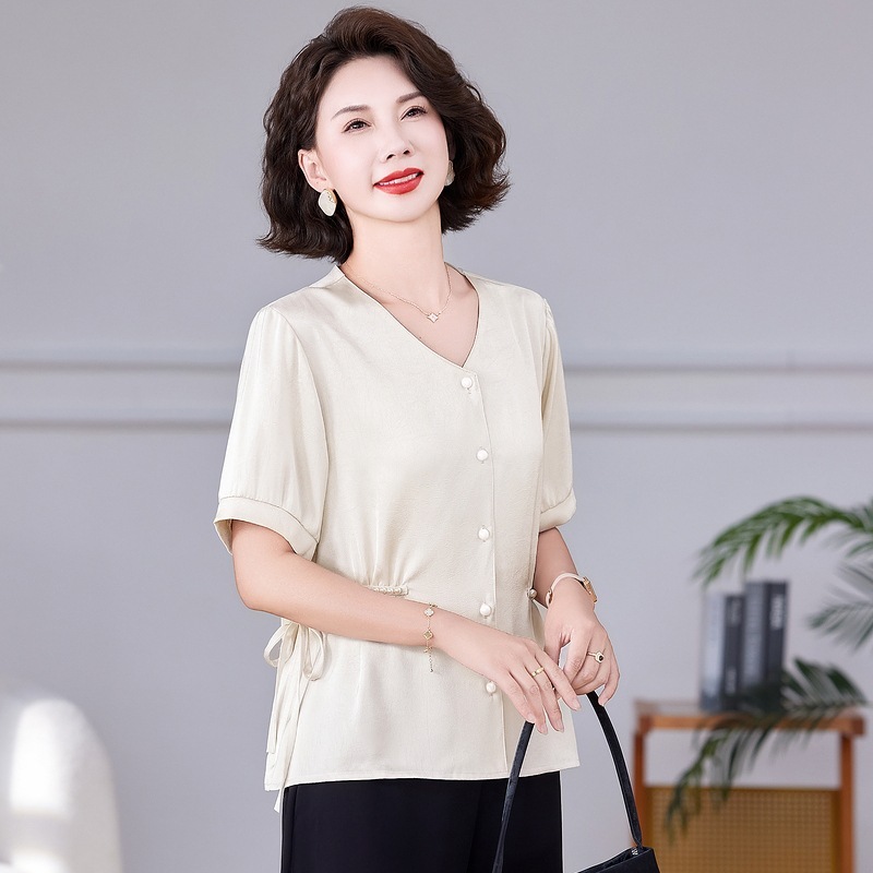 夏裝襯衫洋氣質新中式减齡新款中老年裝夏季時尚休閒短袖襯衣