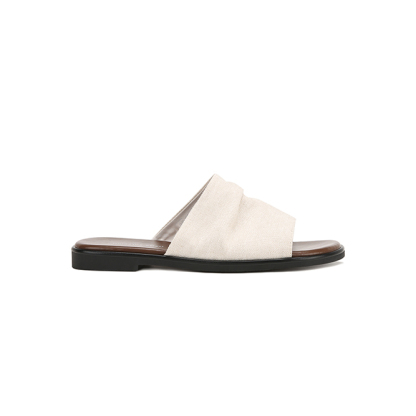 曼谷拖度假風沙灘亞麻褶皺平底涼拖女拖鞋外穿夏