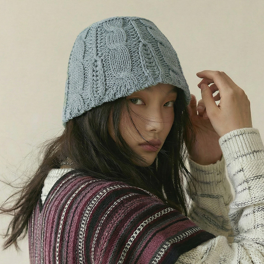 白色針織鏤空編織毛線漁夫帽大頭圍圓頂水桶立體盆帽子女士春