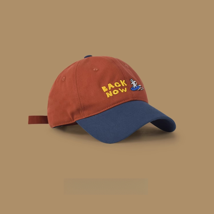 美式復古字母拼色鴨舌帽大頭圍帽子棒球帽女百搭