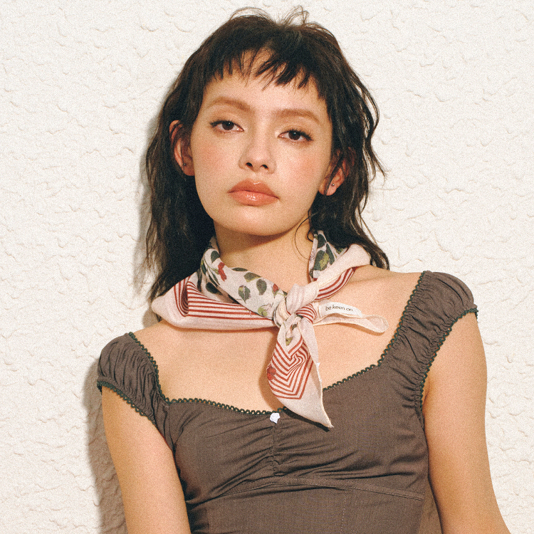 復古田園風高級感絲巾女系脖子時髦百搭領巾棉麻透氣配襯衫小方巾