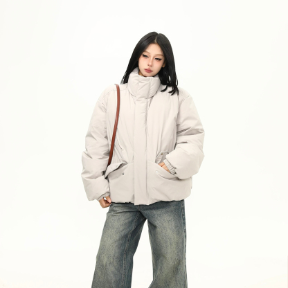 冬季90白鴨絨立領羽絨服女復古高級感保暖棉襖外套