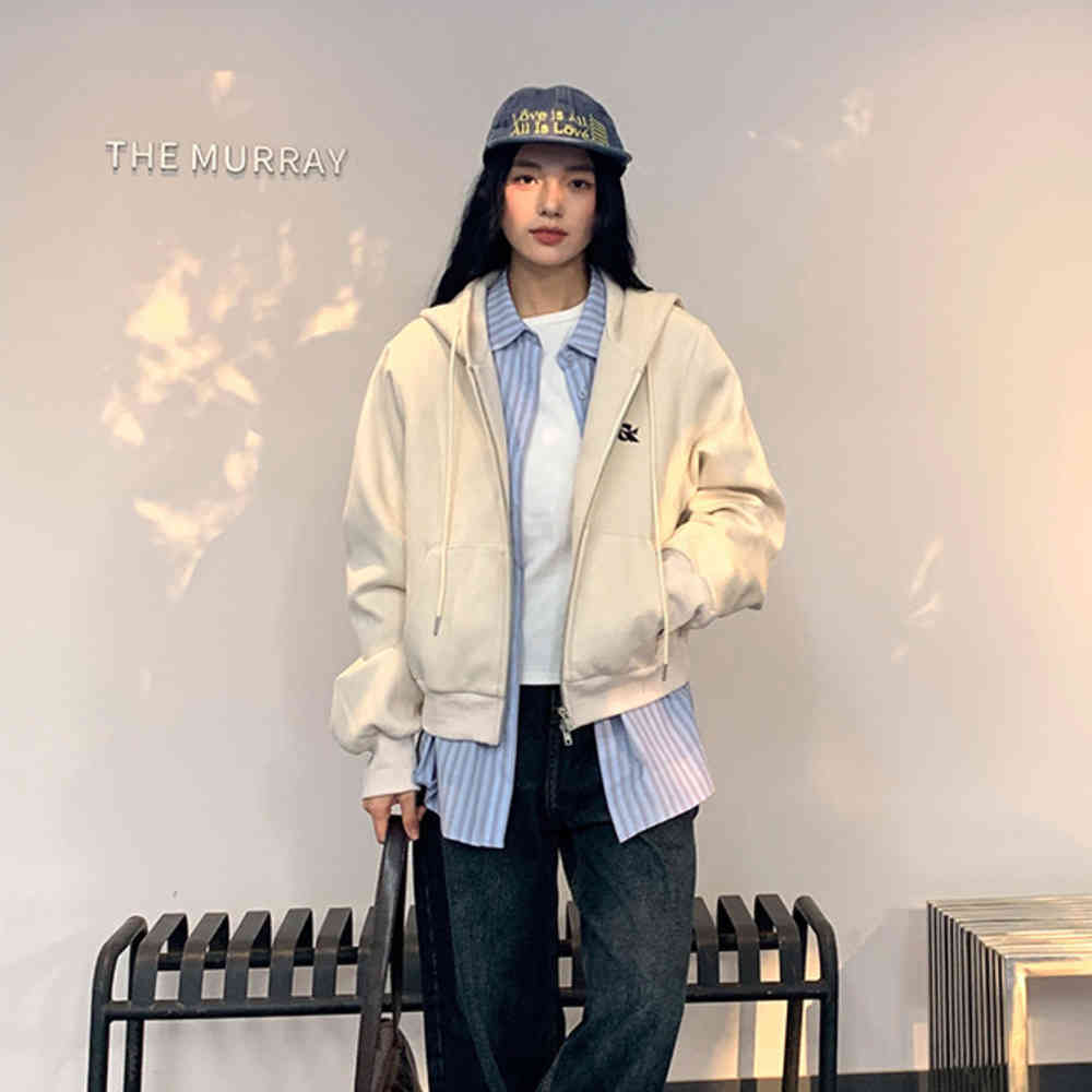 復古麂皮衛衣女新款休閒韓版短款繡花拉鍊開衫外套通勤