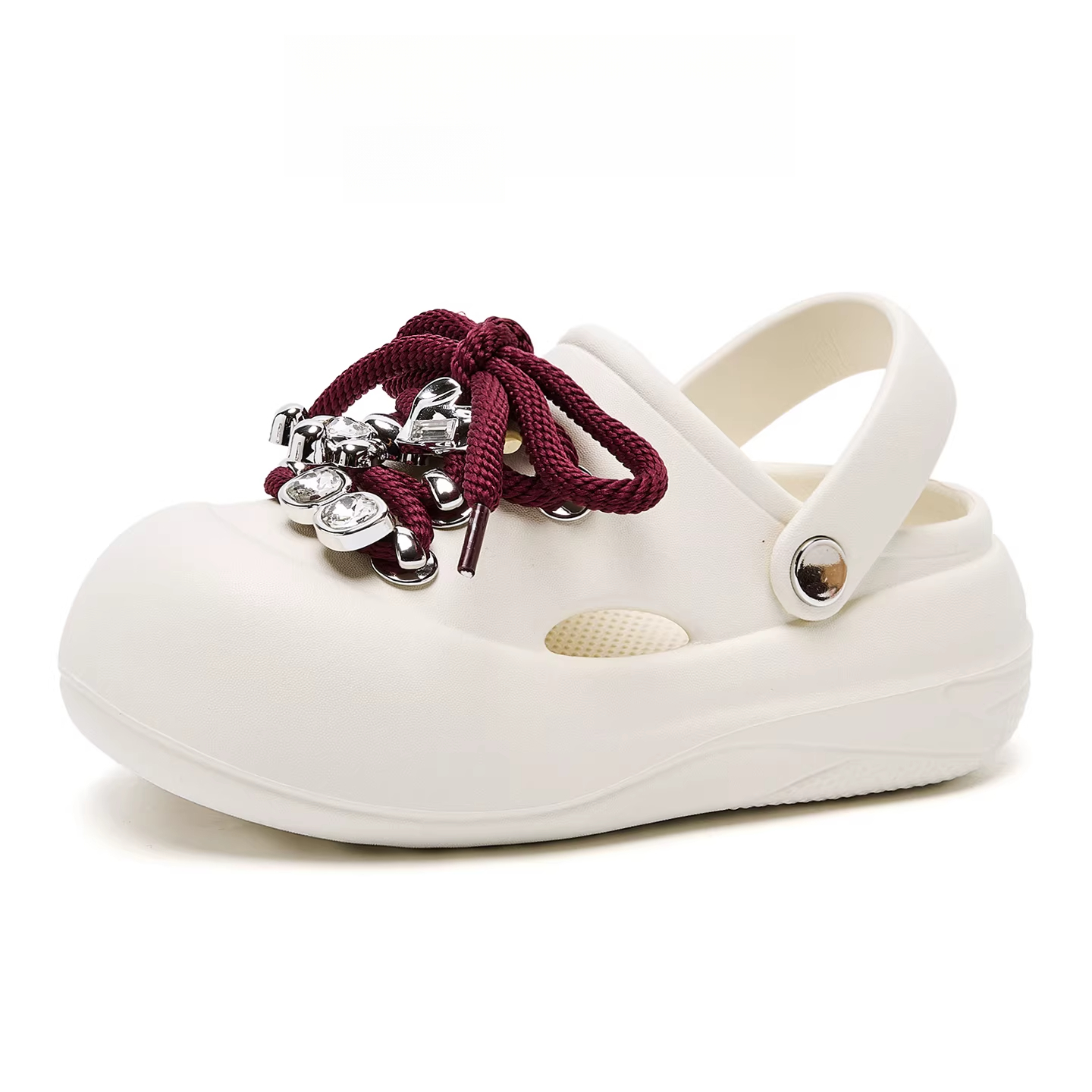 松糕厚底洞洞鞋女夏季新款水鑽蝴蝶結沙灘凉鞋包頭醜萌女拖鞋