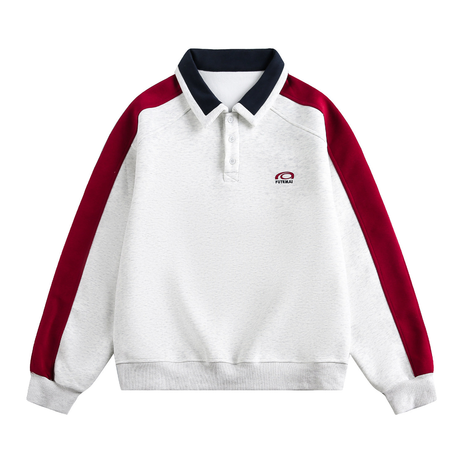 美式慵懶chic拼接翻領衛衣女款新款寬鬆上衣