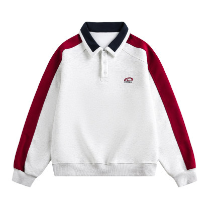 美式慵懶chic拼接翻領衛衣女款新款寬鬆上衣