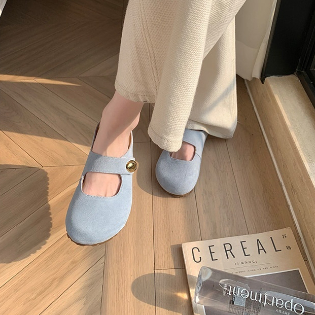 小金豆圓頭軟萌增高厚底瑪麗珍勃肯半拖鞋女夏季