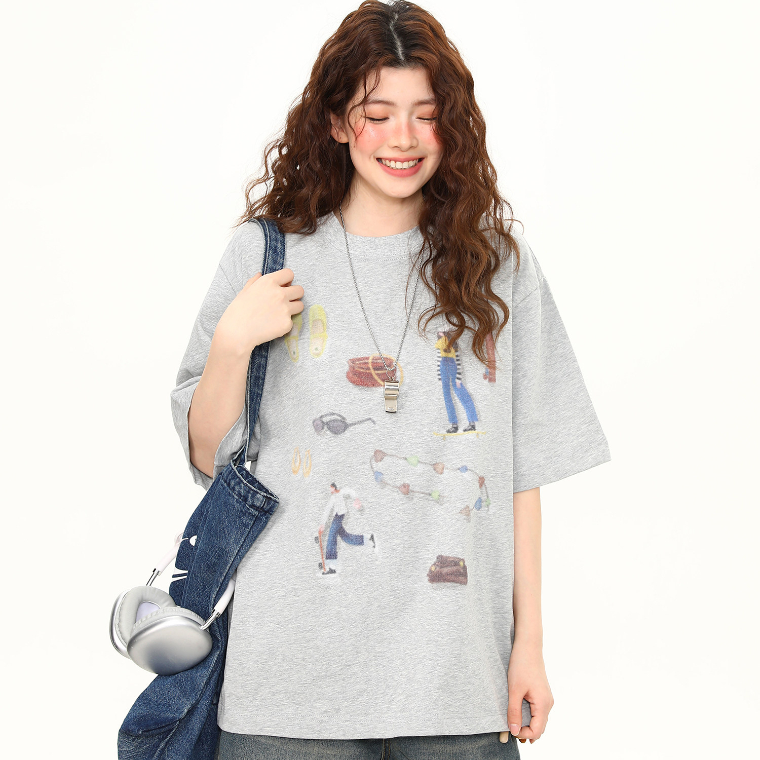 2026夏季新款美式復古印花短袖T恤女寬鬆百搭上衣