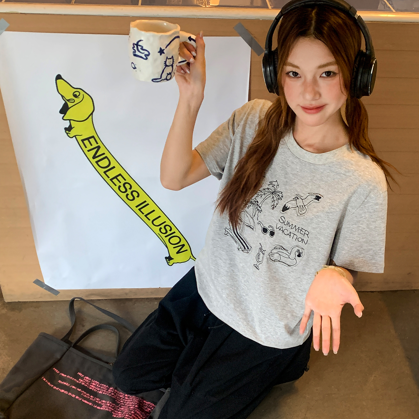 貼布繡短袖t恤女夏季新款小個子寬鬆顯瘦純棉上衣