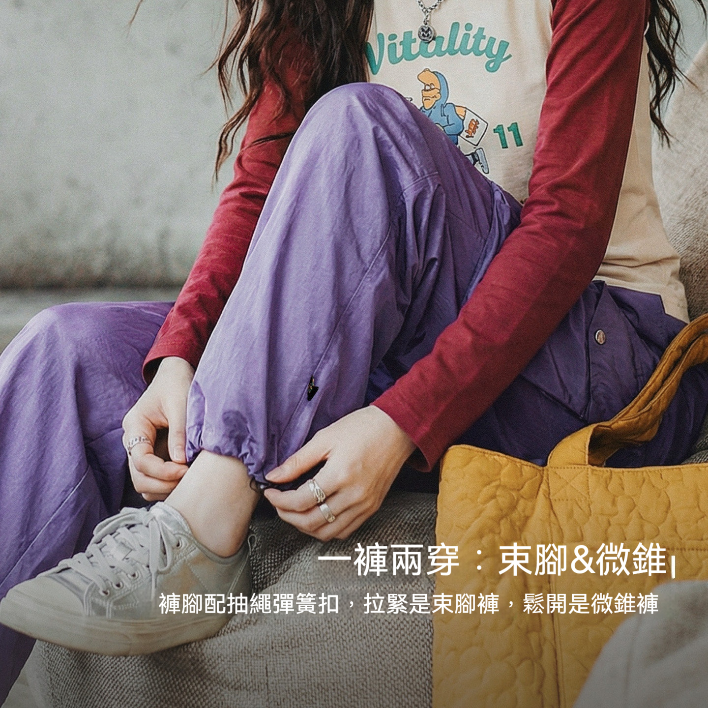 寬腰頭輕薄款戶外速幹運動直筒抽繩束脚休閒工裝褲子女士春夏