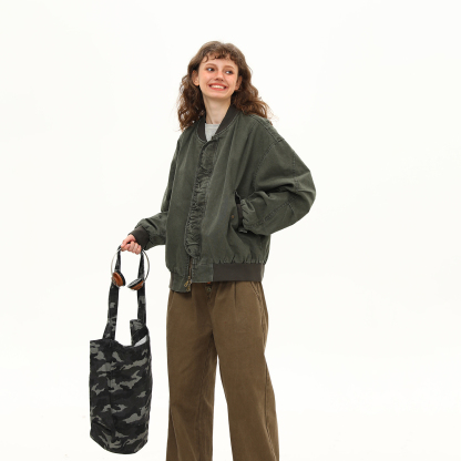 美式潮牌飛行員夾克秋季水洗重磅工裝外套男女寬鬆百搭