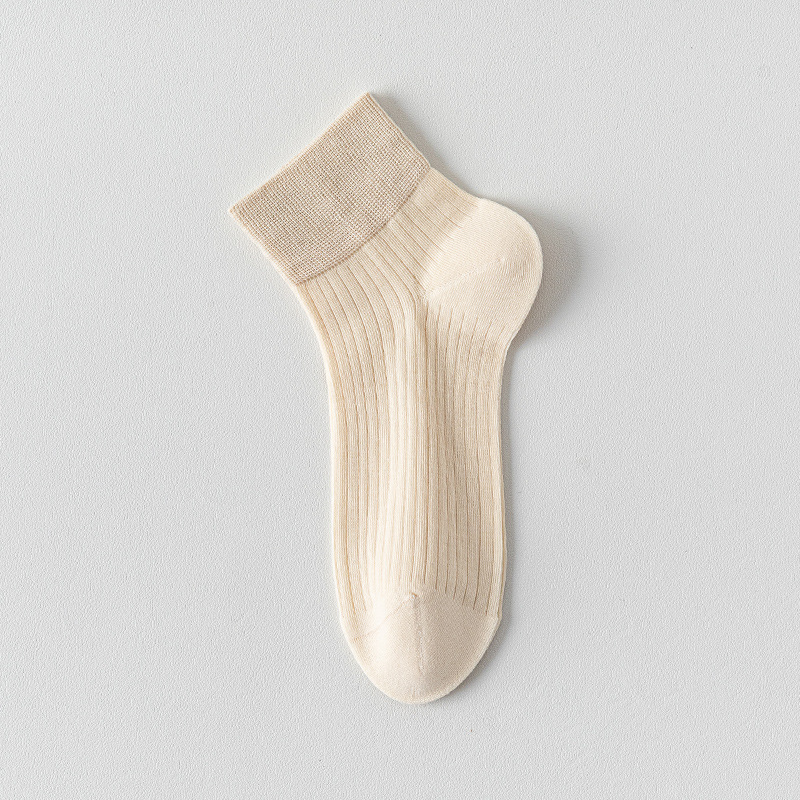 超薄無骨款舒適不勒脚吸汗透氣糖果色耐磨簡約短中筒棉襪女夏