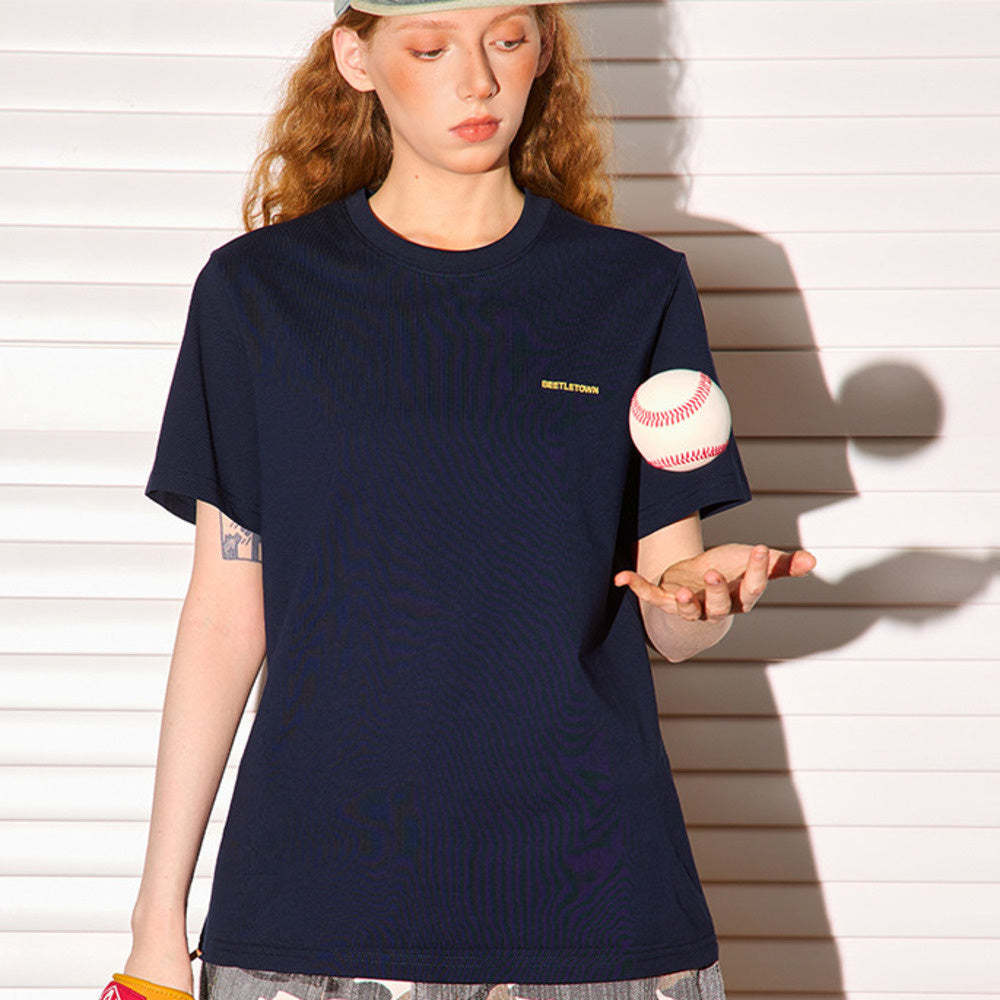 小標印花正肩短袖T恤女美式短款cleanfit凉感速幹上衣