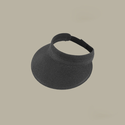 夏季草編空頂帽女出遊防曬帽簡約遮陽帽沙灘度假遮陽太陽帽