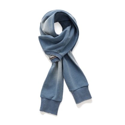 復古藍色針織長款披肩圍巾兩用保暖護頸圍脖外搭護肩女士秋冬