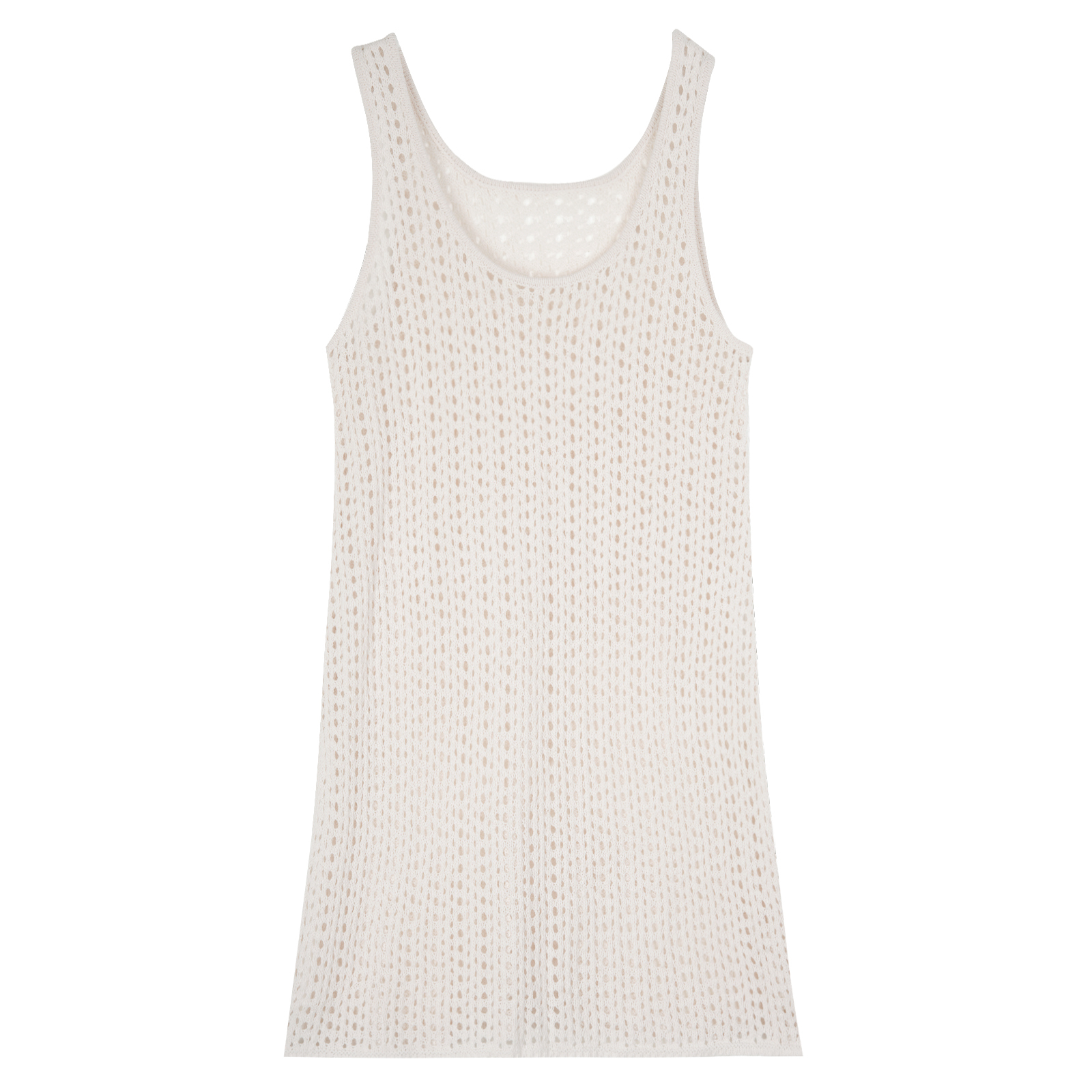 杏色疊穿鏤空背心連衣裙女2025春季韓系中長裙