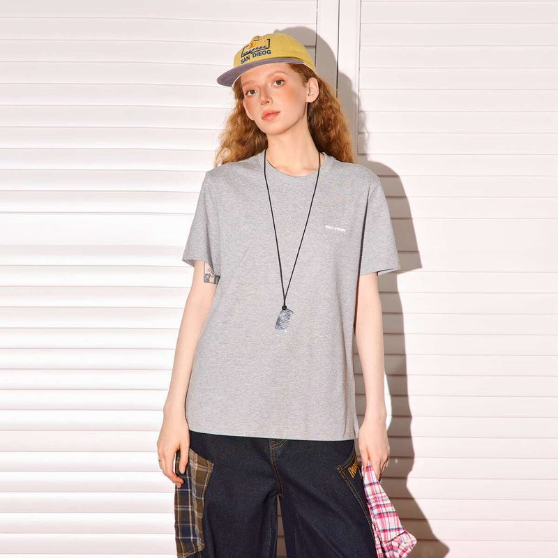 小標印花正肩短袖T恤女美式短款cleanfit凉感速幹上衣