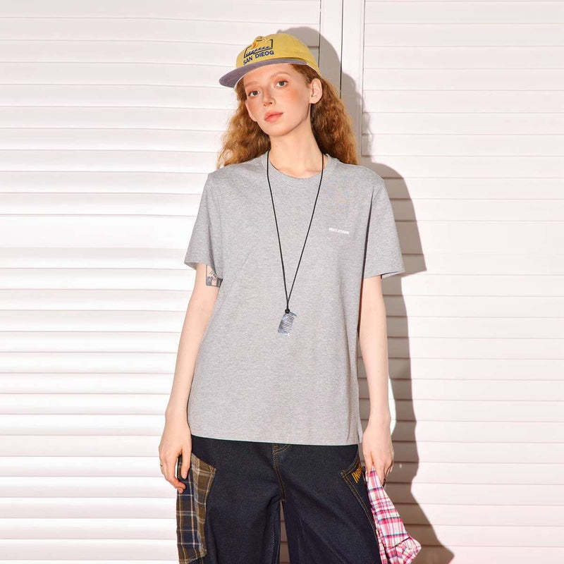 小標印花正肩短袖T恤女美式短款cleanfit凉感速幹上衣