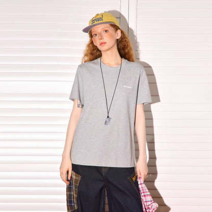 小標印花正肩短袖T恤女美式短款cleanfit凉感速幹上衣