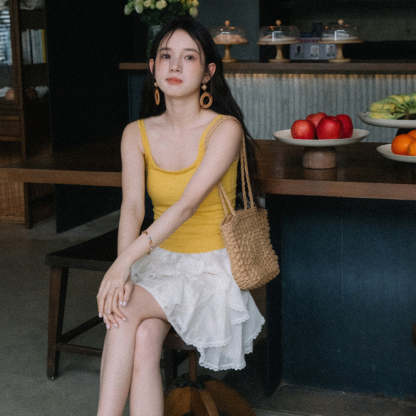 夏季美背內衣帶胸墊防走光辣妹吊帶女修身顯瘦內搭打底衫短款上衣
