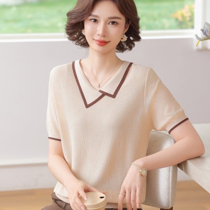 洋氣冰絲短袖T恤中年女裝夏裝2026新款薄小衫中老年夏季上衣