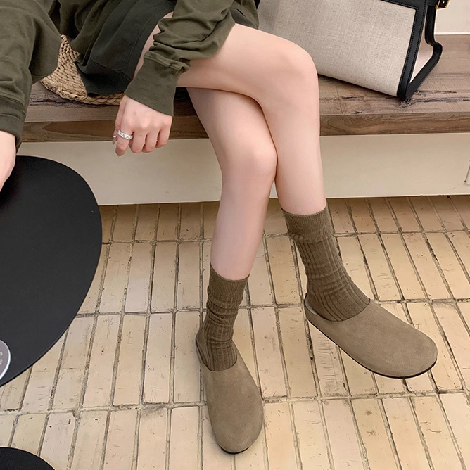 復古row風厚底懶人包頭半拖女勃肯拖鞋