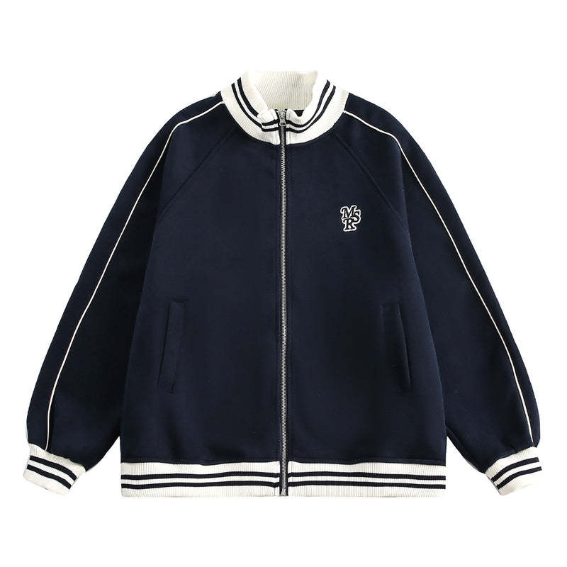 美式立領衛衣休閒寬鬆慵懶夾克上衣棒球服早秋外套女