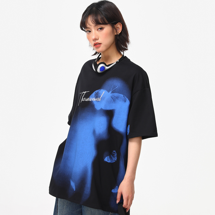 美式街頭小眾設計感印花潮牌短袖T恤女夏季寬鬆百搭tee