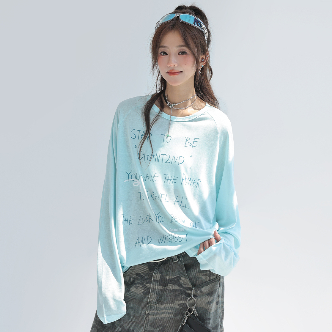 萊賽爾天絲長袖t恤女夏季薄款防曬罩衫寬鬆微透上衣