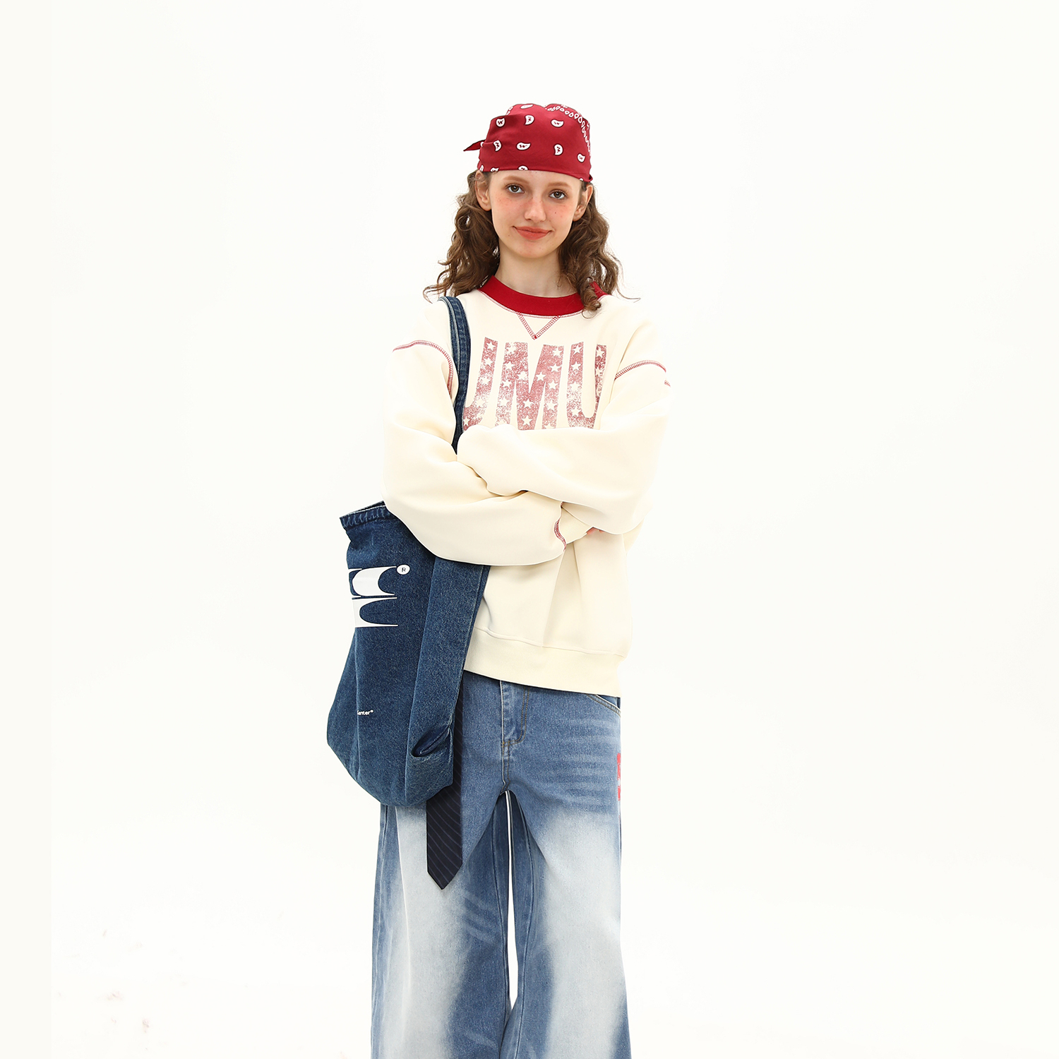 美式復古字母印花圓領撞色套頭衛衣女早秋新款百搭上衣