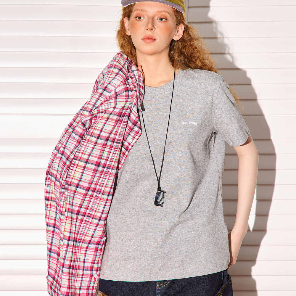 小標印花正肩短袖T恤女美式短款cleanfit凉感速幹上衣