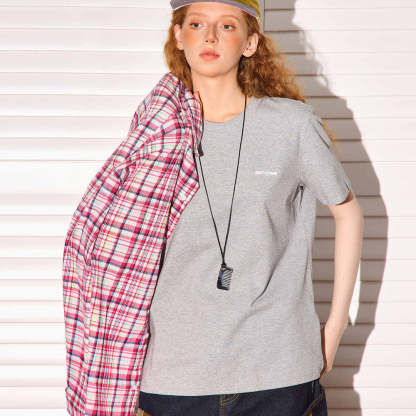 小標印花正肩短袖T恤女美式短款cleanfit凉感速幹上衣