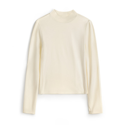 半高領正肩加厚磨毛保暖絨內搭修身長袖T恤上衣打底衫女秋冬