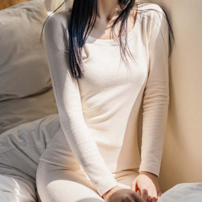 馬登女裝 仿德絨厚秋衣卫生裤套裝保暖發熱裸感睡衣打底內搭修身內衣冬女