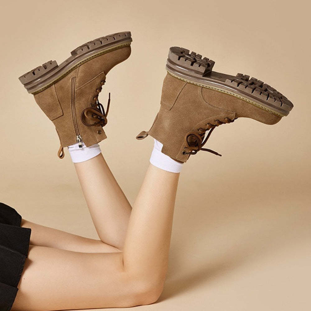 真皮英倫風馬丁靴女新款春秋單靴子爆款女短靴工裝大黃靴