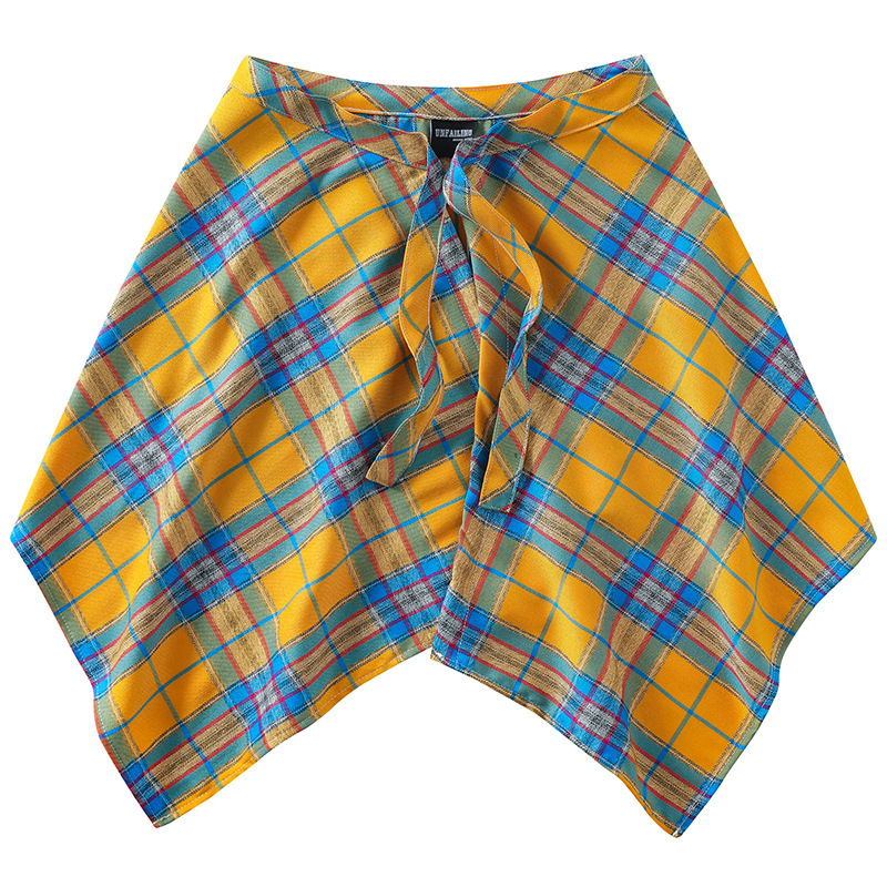 復古美拉德疊穿搭配神器格子屁簾女一片式系帶藏肉半身裙簾子