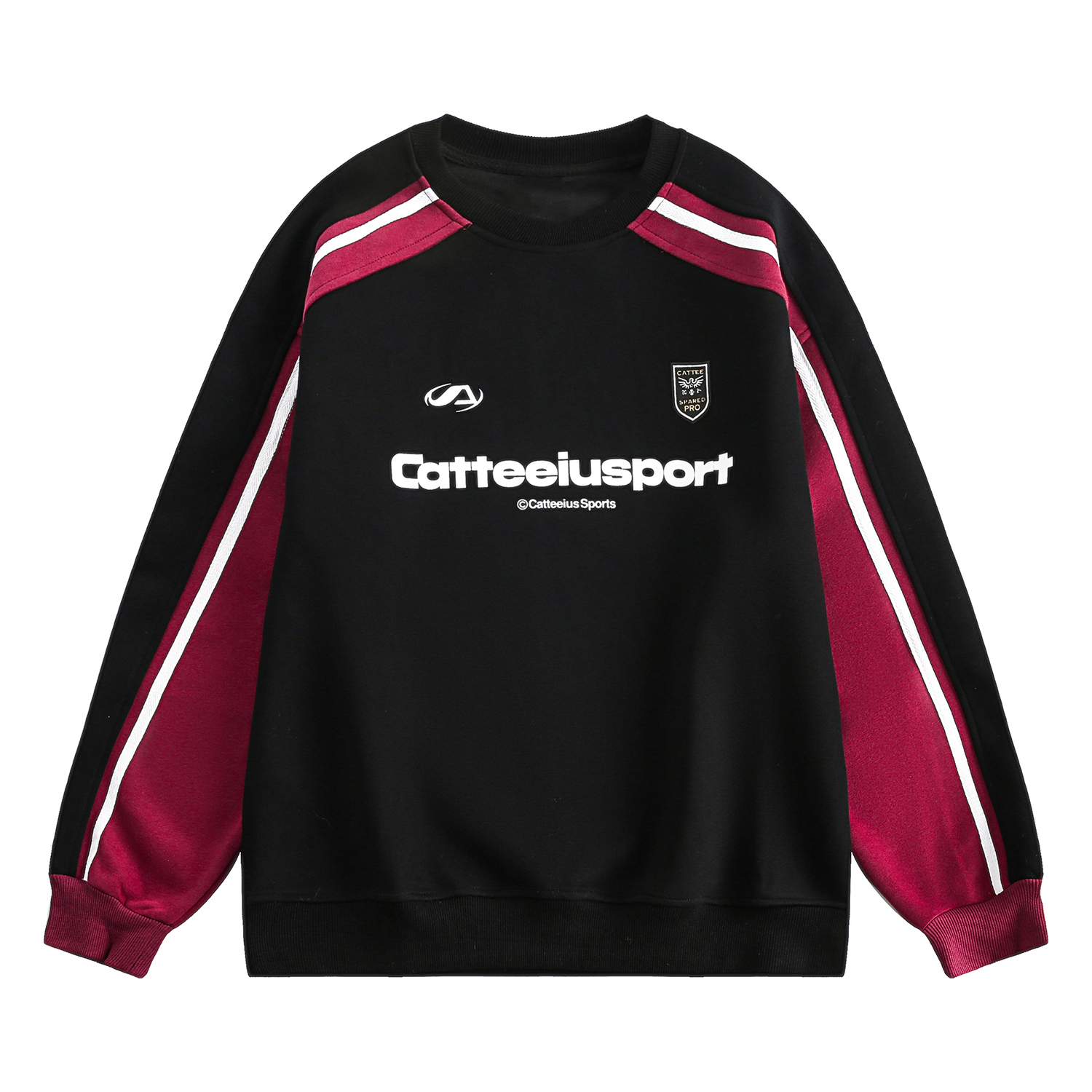 圓領衛衣女春秋oversize潮牌高級感印花拼色寬鬆上衣