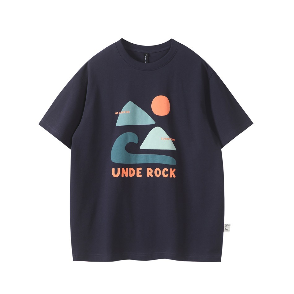 夏季新款日系簡約發泡字母印花女寬鬆休閒短袖T恤