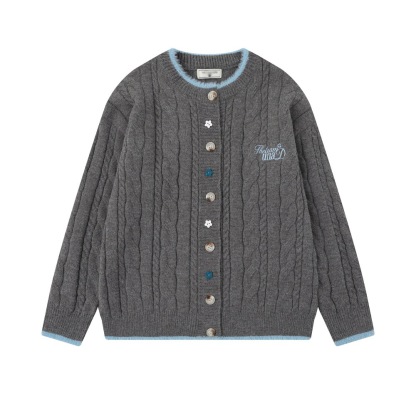 美式復古磨毛設計感開衫毛衣女秋冬慵懶風軟糯針織衫外套