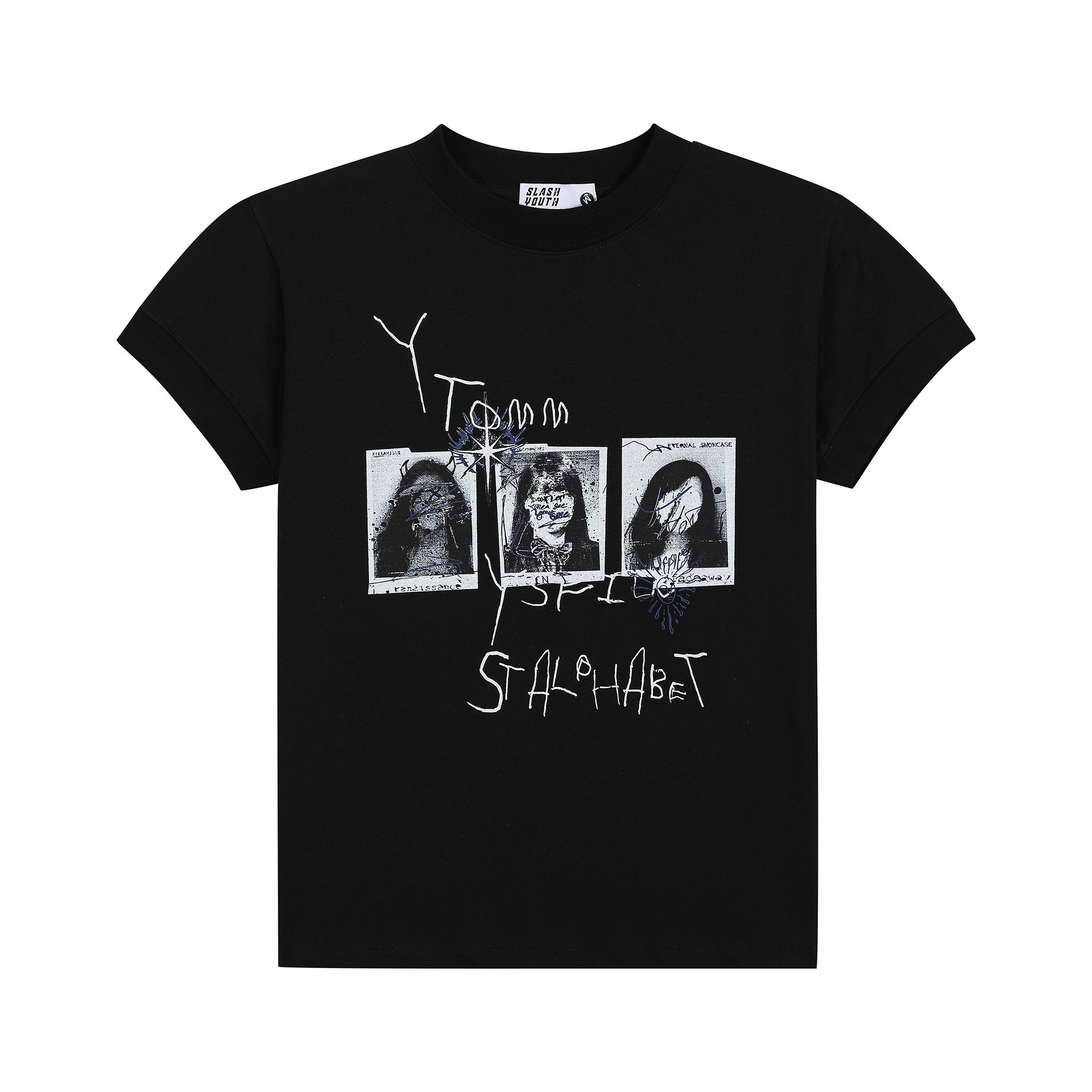 美式復古創意印花boxy正肩T恤女夏季潮流短寬鬆百搭短袖