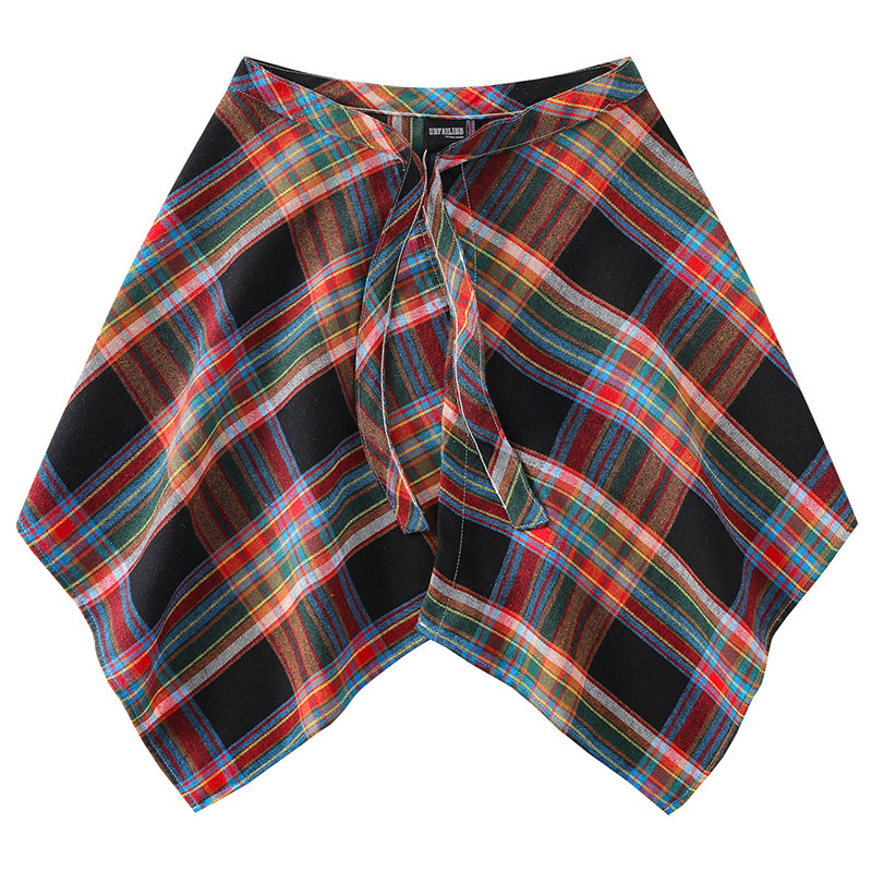 復古美拉德疊穿搭配神器格子屁簾女一片式系帶藏肉半身裙簾子