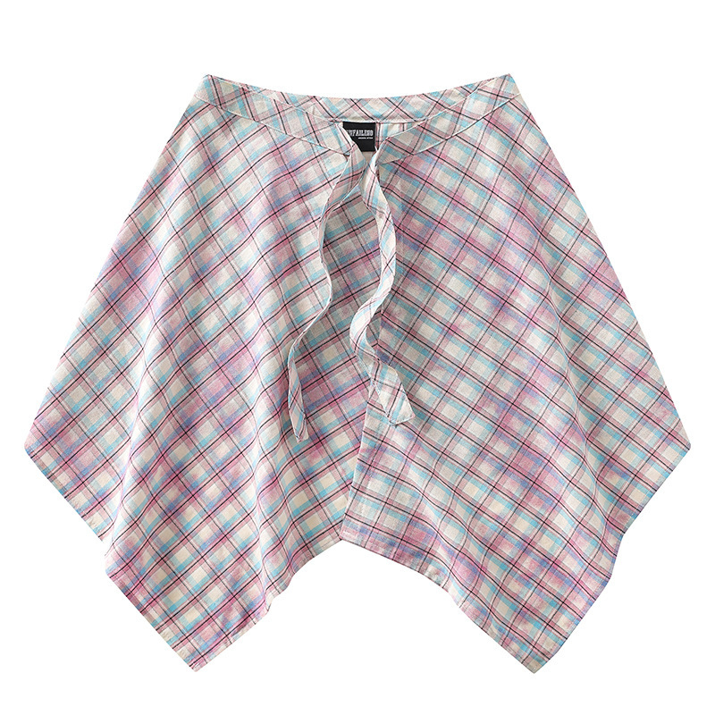 復古美拉德疊穿搭配神器格子屁簾女一片式系帶藏肉半身裙簾子